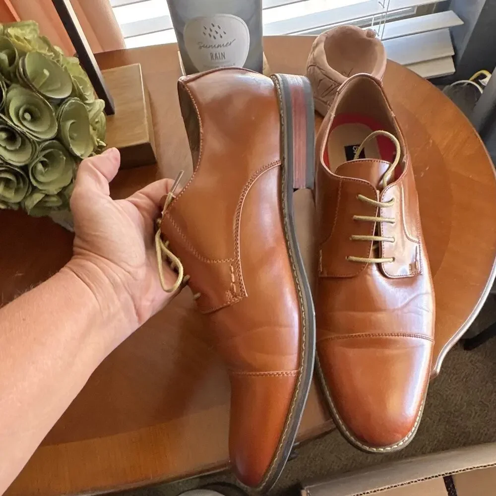 Bruno Marc Prince-6 Men's Brown Leather Cap Toe Lace-Up Oxford Dress Shoes 15